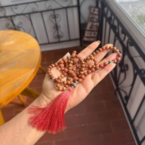 Sandalwood Sunstone 108 Mala Necklace Prayer Beads Yoga Gift
