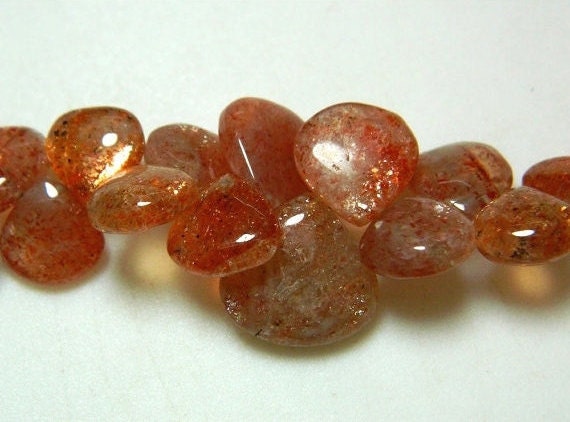 14mm Sunstone Plain Heart Shaped Briolettes, 11 Pieces Sunstone Plain Heart Briolettes For Jewelry, Sunstone Heart Beads - Sph1