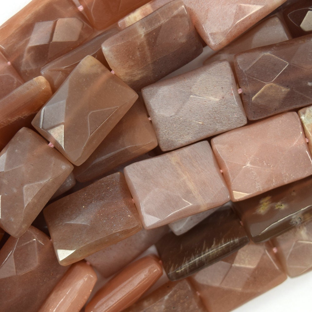 20mm Faceted Sunstone Rectangle Beads 15" Strand 20mm Faceted Sunstone Rectangle Beads 15" Strand
