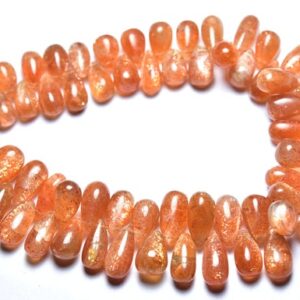 248 Ct Sunstone Smooth Teardrop Beads - 9 Inches - Natural Beautiful Smooth Sunstone Teardrop Briolettes - Size Is 7x10 - 7x16 Mm #2820 248 Ct Sunstone Smooth Teardrop Beads - 9 Inches - Natural Beautiful Smooth Sunstone Teardrop Briolettes - Size Is 7x10 - 7x16 Mm #2820