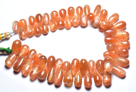 248 Ct Sunstone Smooth Teardrop Beads - 9 Inches - Natural Beautiful Smooth Sunstone Teardrop Briolettes - Size Is 7x10 - 7x16 Mm #2820 248 Ct Sunstone Smooth Teardrop Beads - 9 Inches - Natural Beautiful Smooth Sunstone Teardrop Briolettes - Size Is 7x10 - 7x16 Mm #2820