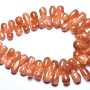280 Ct Sunstone Smooth Teardrop Beads - 9 Inches - Natural Beautiful Smooth Sunstone Teardrop Briolettes - Size Is 6x10 - 10x16 Mm #2820 280 Ct Sunstone Smooth Teardrop Beads - 9 Inches - Natural Beautiful Smooth Sunstone Teardrop Briolettes - Size Is 6x10 - 10x16 Mm #2820