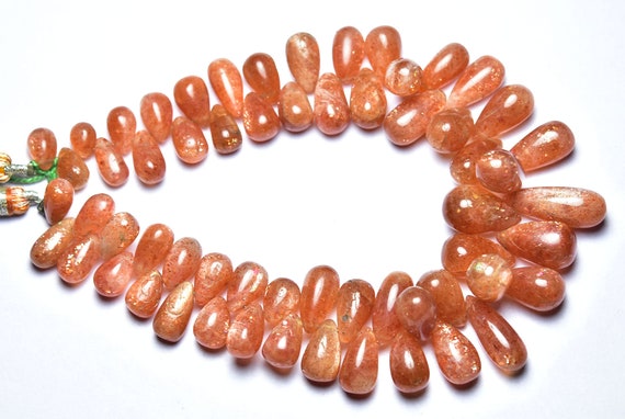 280 Ct Sunstone Smooth Teardrop Beads - 9 Inches - Natural Beautiful Smooth Sunstone Teardrop Briolettes - Size Is 6x10 - 10x16 Mm #2820 280 Ct Sunstone Smooth Teardrop Beads - 9 Inches - Natural Beautiful Smooth Sunstone Teardrop Briolettes - Size Is 6x10 - 10x16 Mm #2820