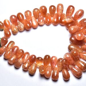 287 Cts Big Sunstone Smooth Teardrop Beads - 9 Inches - Natural Beautiful Smooth Sunstone Teardrop Briolette - Size Is 7x10 - 10x18 Mm #2820 287 Cts Big Sunstone Smooth Teardrop Beads - 9 Inches - Natural Beautiful Smooth Sunstone Teardrop Briolette - Size Is 7x10 - 10x18 Mm #2820