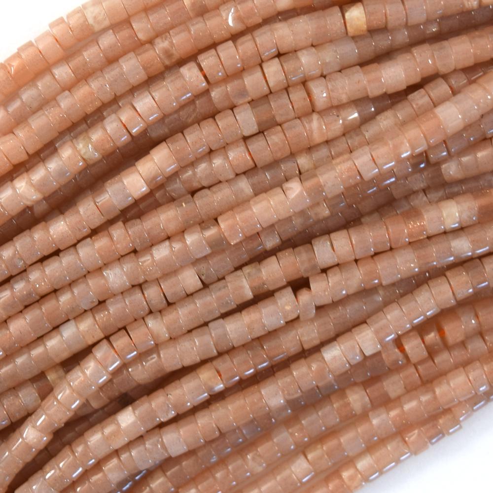 2x4mm Natural Orange Sunstone Heishi Disc Beads 15.5" Strand