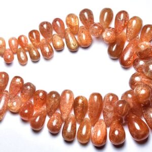 338 Ct Sunstone Smooth Teardrop Beads - 8 Inches - Natural Beautiful Smooth Sunstone Teardrop Briolettes - Size Is 7x10 - 10x17 Mm #2820 338 Ct Sunstone Smooth Teardrop Beads - 8 Inches - Natural Beautiful Smooth Sunstone Teardrop Briolettes - Size Is 7x10 - 10x17 Mm #2820