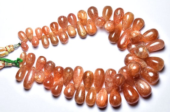 338 Ct Sunstone Smooth Teardrop Beads - 8 Inches - Natural Beautiful Smooth Sunstone Teardrop Briolettes - Size Is 7x10 - 10x17 Mm #2820 338 Ct Sunstone Smooth Teardrop Beads - 8 Inches - Natural Beautiful Smooth Sunstone Teardrop Briolettes - Size Is 7x10 - 10x17 Mm #2820