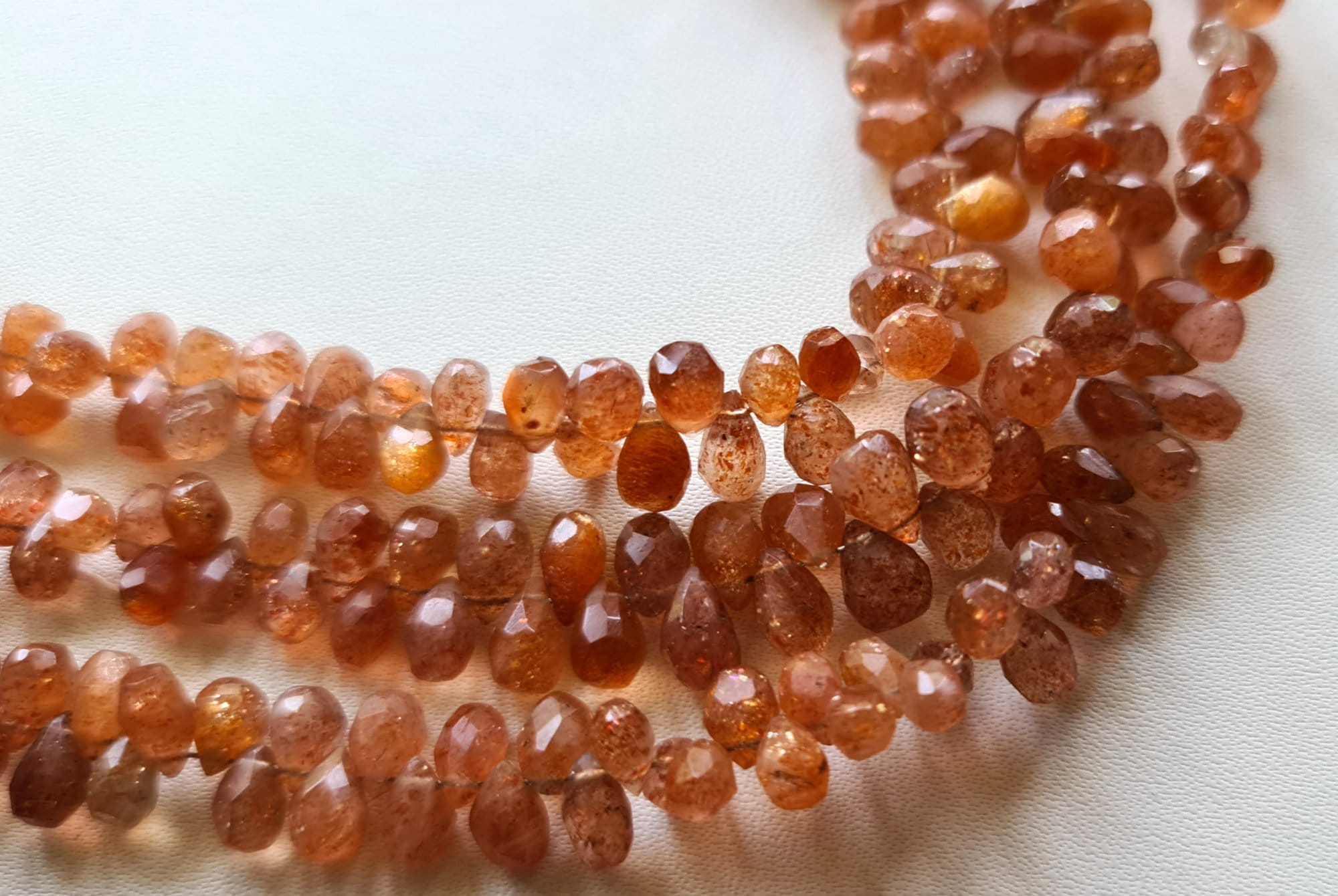 4x6mm-5x7mm Sunstone Faceted Teardrops, Natural Sunstone Drop Beads, Sunstone Briolettes For Jewelry (17pcs To 70pcs Options) - Dga14