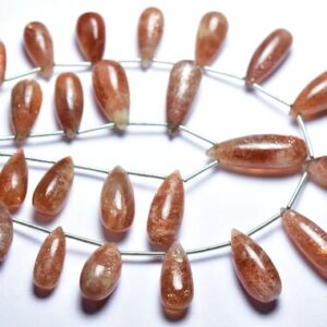 7.5 Inches - Big Elongated Natural Smooth Sunstone Tear Drops Briolettes - Size Is 8x15-10x23 Mm #1704 7.5 Inches - Big Elongated Natural Smooth Sunstone Tear Drops Briolettes - Size Is 8x15-10x23 Mm #1704