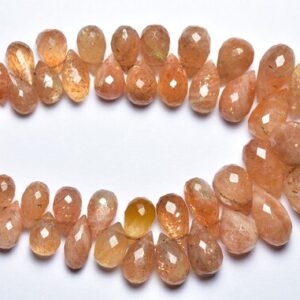 8.5 Inches - Beautiful Natural Faceted Sunstone Tear Drops Briolettes - Size Is 5x8-8x13 Mm #1715 8.5 Inches - Beautiful Natural Faceted Sunstone Tear Drops Briolettes - Size Is 5x8-8x13 Mm #1715