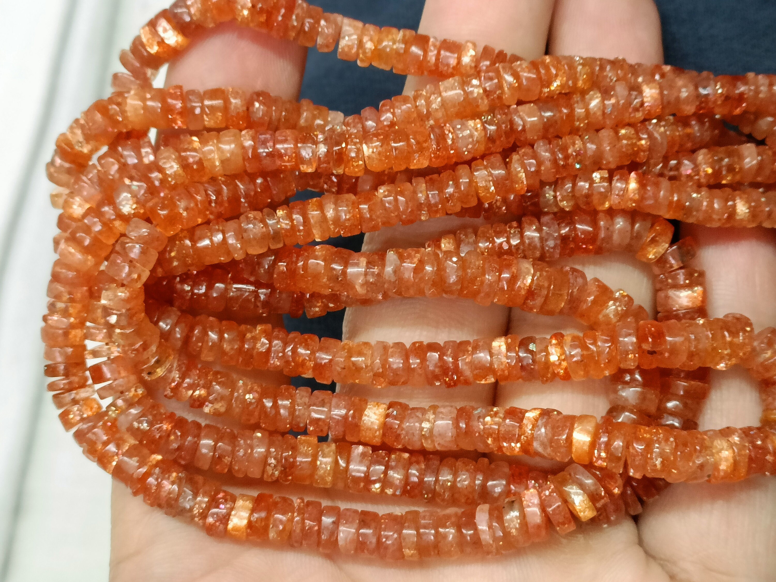 8 Inches Strand, Natural Orange Sunstone Smooth Button Beads, Size 5-5.5mm 8 Inches Strand, Natural Orange Sunstone Smooth Button Beads, Size 5-5.5mm