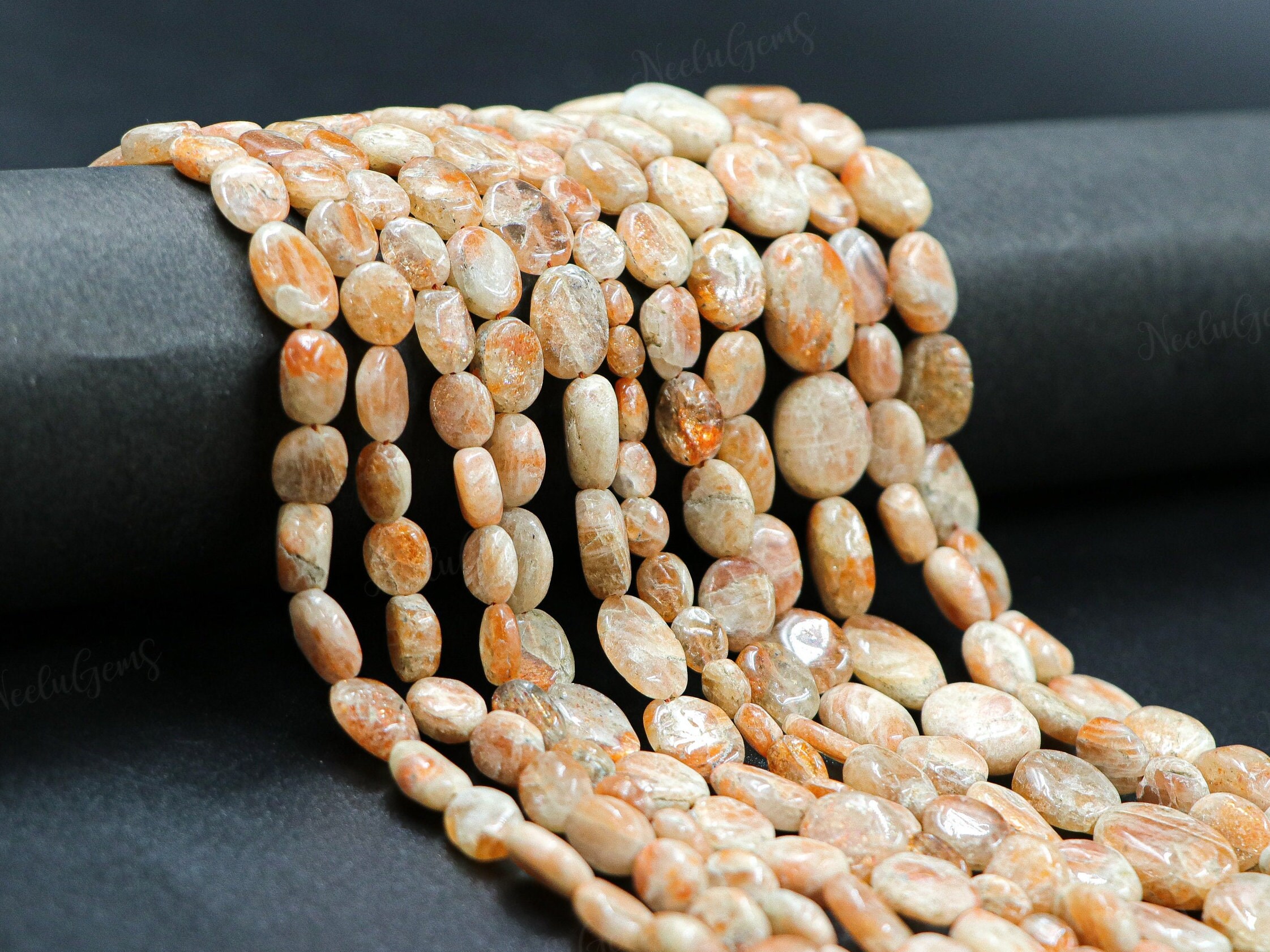 Aaa+ Golden Sunstone Smooth Oval Beads,natural Sunstone Plain Oval Beads,13"gemstone Beads For Handmade Jewelry & Craft Making