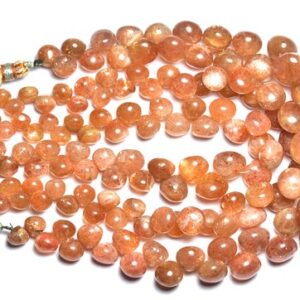 Beautiful Sunstone Onion Beads - 9 Inches - Natural Beautiful Sunstone Smooth Pear Briolettes - Size Is 6 - 10 Mm #2832 Beautiful Sunstone Onion Beads - 9 Inches - Natural Beautiful Sunstone Smooth Pear Briolettes - Size Is 6 - 10 Mm #2832