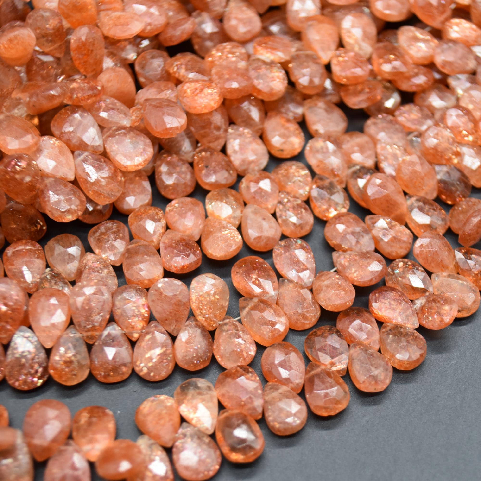 Sunstone Faceted Teardrop Beads - 9mm-10mm X 5mm-7mm - 1 Or 3 Pairs, For Jewellery Making