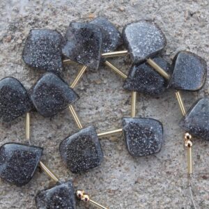 Natural Black Sunstone Gemstone Smooth Briolette Beads I 12 Pieces Leaf-shaped I Size- 16x19 Mm App. Jewelry Making [b157]