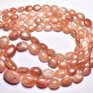 Sunstone Oval Beads - 16 Inches - Natural Beautiful Sunstone Smooth Oval Beads - Size Is 8 - 14 Mm #1009 Sunstone Oval Beads - 16 Inches - Natural Beautiful Sunstone Smooth Oval Beads - Size Is 8 - 14 Mm #1009