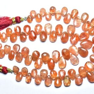 Sunstone Pear Beads - 7 Inches - Natural Amazing Sunstone Smooth Pear Briolettes - Size Is 6x8 - 8x11 Mm #554 Sunstone Pear Beads - 7 Inches - Natural Amazing Sunstone Smooth Pear Briolettes - Size Is 6x8 - 8x11 Mm #554