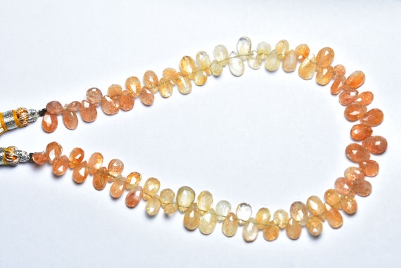 Sunstone Pear Beads - 9 Inches - Natural Beautiful Sunstone Faceted Pear Briolettes - Size Is 5x7 - 5x8 Mm #570