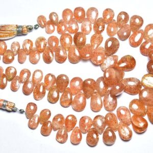 Sunstone Pear Beads - 7 Inches - Natural Beautiful Sunstone Smooth Pear Briolettes - Size Is 6x8 - 9x13 Mm #580 Sunstone Pear Beads - 7 Inches - Natural Beautiful Sunstone Smooth Pear Briolettes - Size Is 6x8 - 9x13 Mm #580