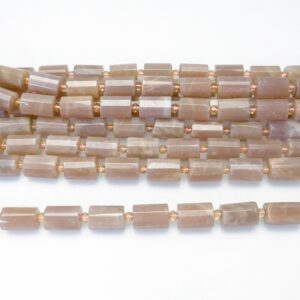 Pink Sunstone Faceted Tube Beads - Natural Sunstone Gem Beads For Jewelry - Pipe Beads Supplies - 10x14mm Tube Beads - 15inch