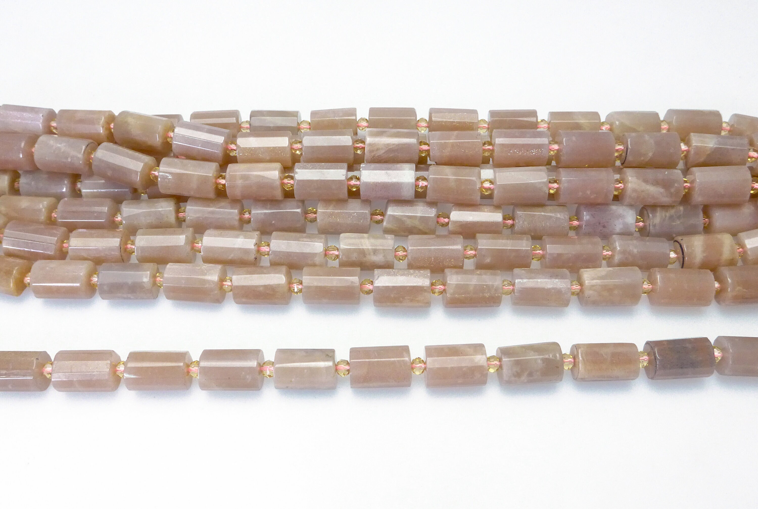 Pink Sunstone Faceted Tube Beads - Natural Sunstone Gem Beads For Jewelry - Pipe Beads Supplies - 10x14mm Tube Beads - 15inch