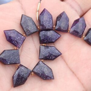Purple Sunstone Gemstone Faceted Briolette Beads I 10 Pieces Pentagon-shape I Size- 10x16 Mm App. Jewelry Making [c230]