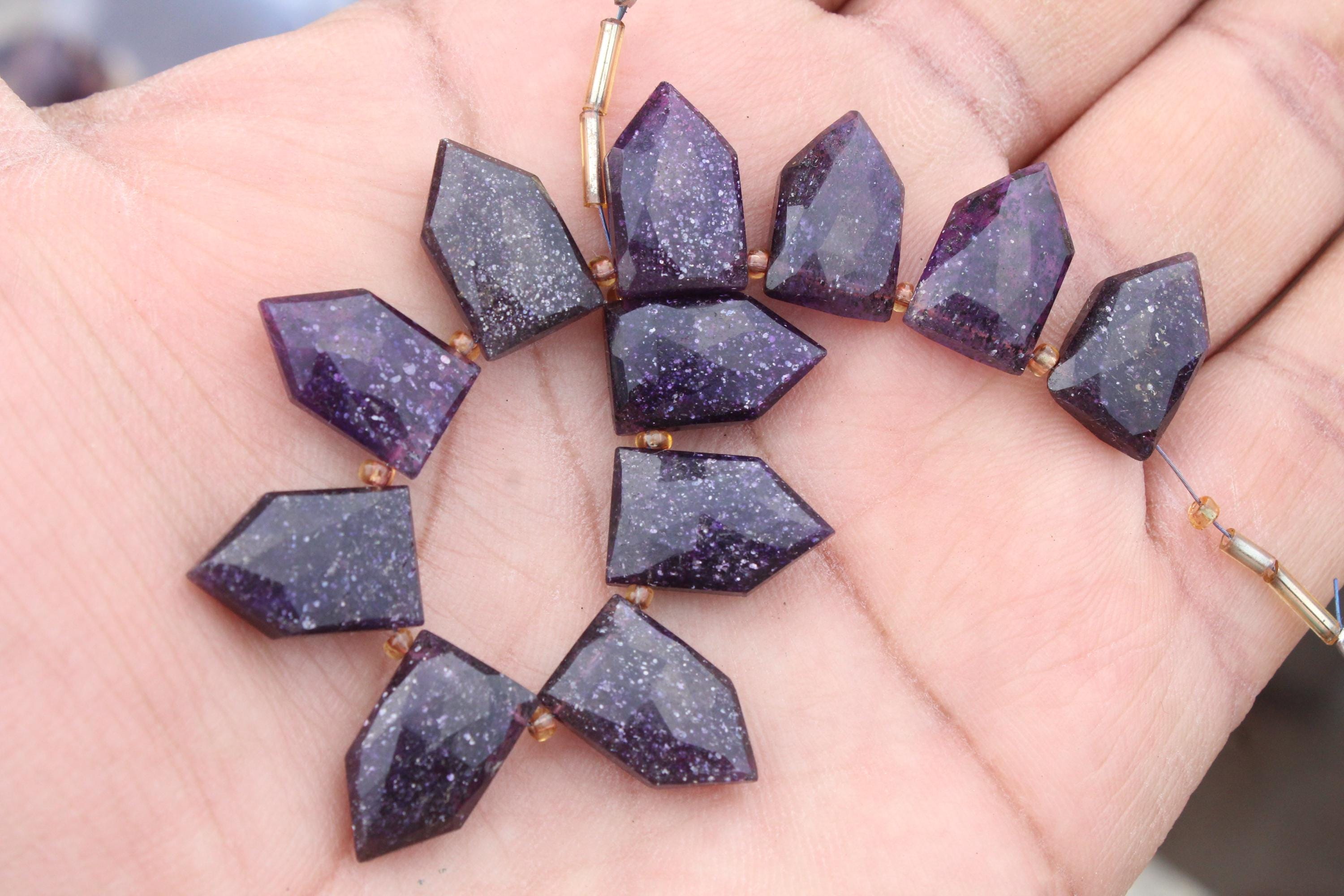 Purple Sunstone Gemstone Faceted Briolette Beads I 10 Pieces Pentagon-shape I Size- 10x16 Mm App. Jewelry Making [c230]