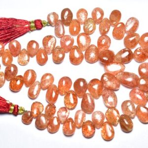 Shiny Sunstone Pear Beads - 7 Inches - Natural Sunstone Smooth Pear Briolettes - Size Is 7x11 - 9x13 Mm #552 Shiny Sunstone Pear Beads - 7 Inches - Natural Sunstone Smooth Pear Briolettes - Size Is 7x11 - 9x13 Mm #552