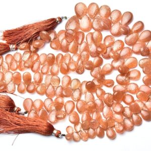 Sunstone Smooth Pear Bead Strand - 8 Inches - Natural Beautiful Smooth Sunstone Pear Briolettes - Size Is 8x10- 11x8mm #2234 Sunstone Smooth Pear Bead Strand - 8 Inches - Natural Beautiful Smooth Sunstone Pear Briolettes - Size Is 8x10- 11x8mm #2234