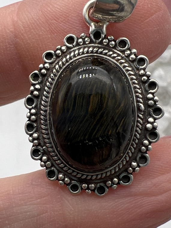 Abstract Black Sunstone Pendant