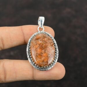 Handmade Oval Sunstone Pendant: 925 Sterling Silver Statement Jewelry Handmade Oval Sunstone Pendant: 925 Sterling Silver Statement Jewelry