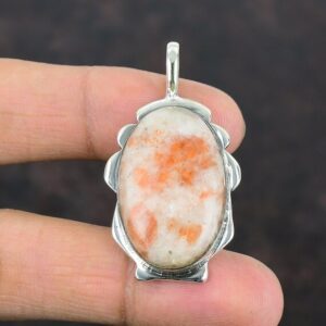Handmade Oval Sunstone Pendant: 925 Sterling Silver Gemstone Jewelry Handmade Oval Sunstone Pendant: 925 Sterling Silver Gemstone Jewelry