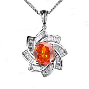 Orange Sunstone Necklace - 18kgp Sterling Silver - Gemstone Milky Way Necklace - Spiral Galaxy Energy Vortexes Windmill Pendant 2.8 Ct #856 Orange Sunstone Necklace - 18kgp Sterling Silver - Gemstone Milky Way Necklace - Spiral Galaxy Energy Vortexes Windmill Pendant 2.8 Ct #856
