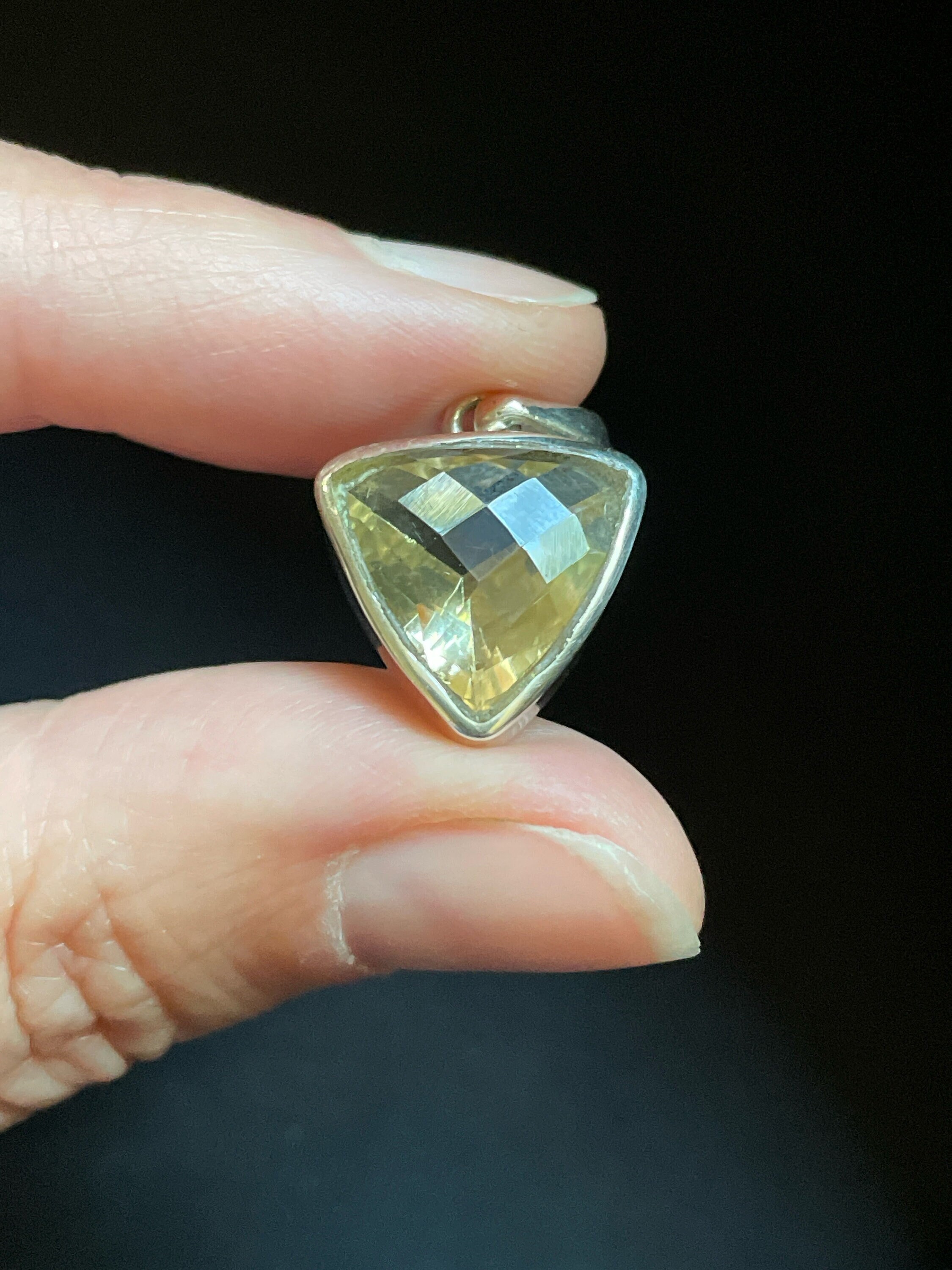Sparkling Sunstone Triangle Pendant - Genuine Faceted Oregon Sunstone And Sterling Silver - Champagne Color - Oregon Gift - Happiness Stone Sparkling Sunstone Triangle Pendant - Genuine Faceted Oregon Sunstone And Sterling Silver - Champagne Color - Oregon Gift - Happiness Stone