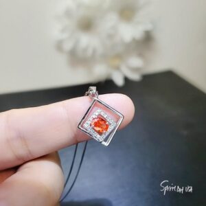 Tiny Geometric Sunstone Necklace -sun Stone Pendant - 18kgp @sterling Silver - Double Square Orange Gemstone Jewelry 029 Tiny Geometric Sunstone Necklace -sun Stone Pendant - 18kgp @sterling Silver - Double Square Orange Gemstone Jewelry 029