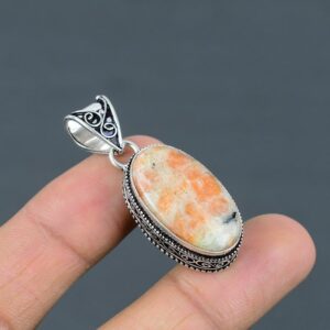 Vintage Sunstone Pendant: Handmade 925 Sterling Silver Gemstone Jewelry Vintage Sunstone Pendant: Handmade 925 Sterling Silver Gemstone Jewelry
