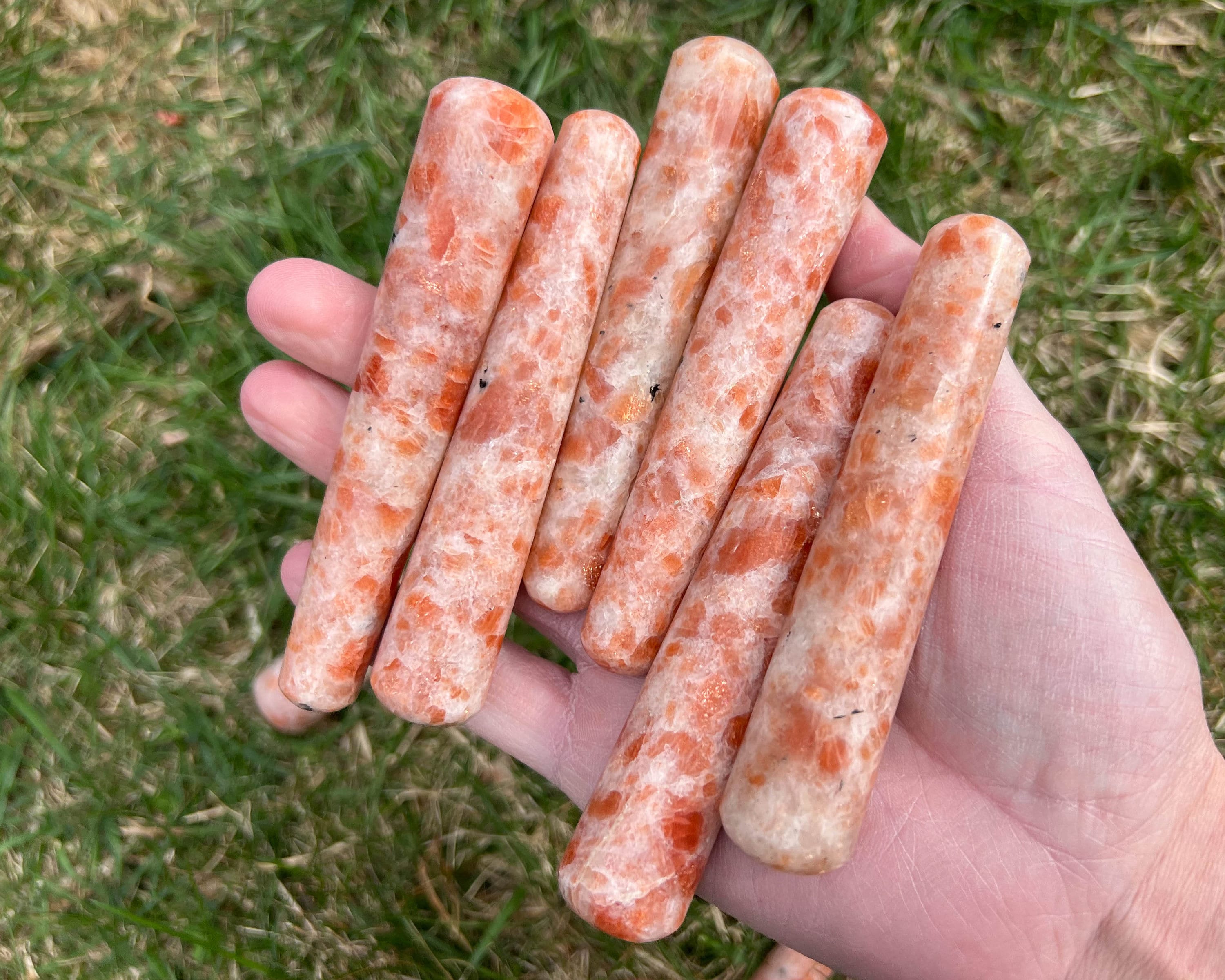 Confetti Sunstone Massage Wand, Reiki Healing Crystal Confetti Sunstone Massage Wand, Reiki Healing Crystal