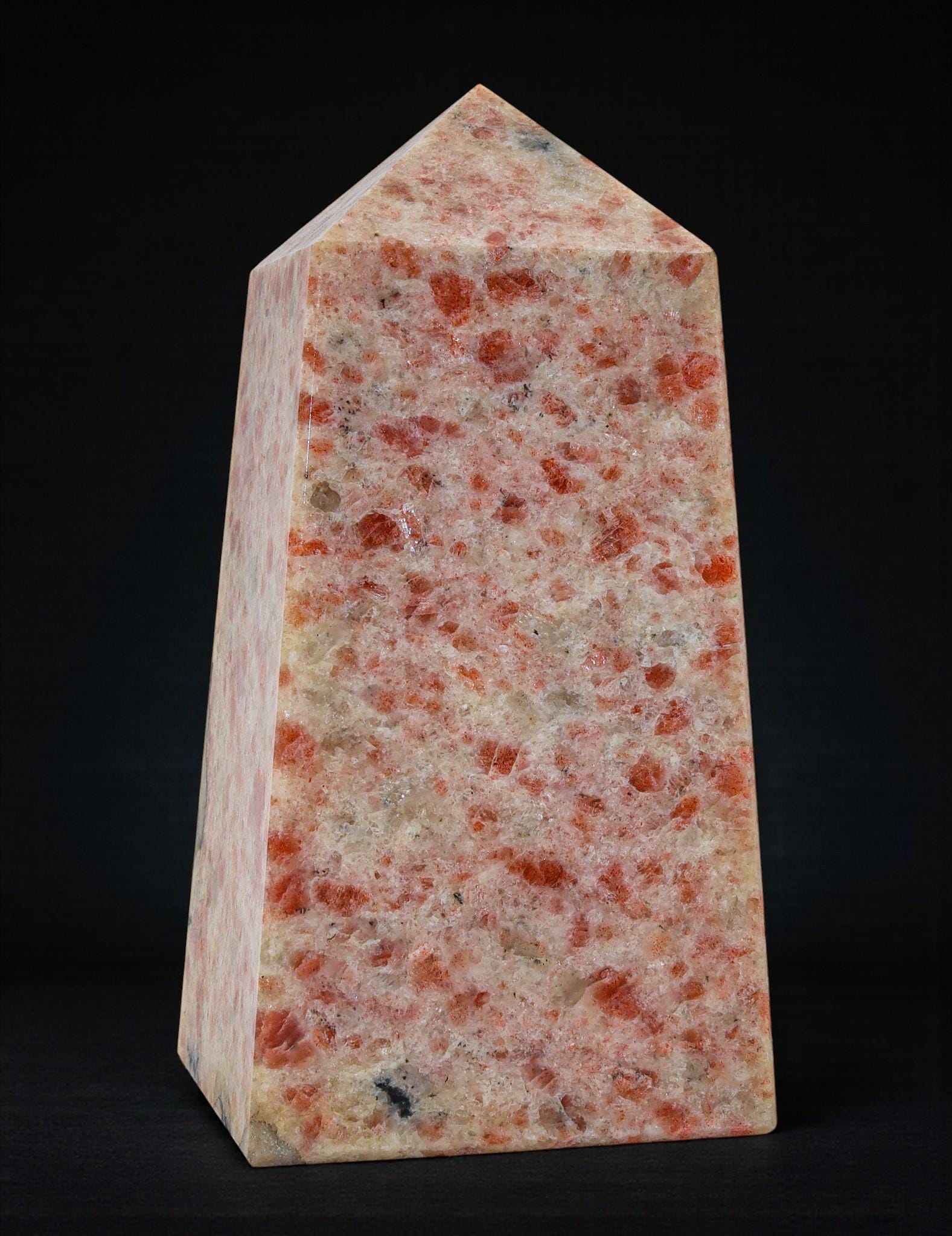Orange Sunstone Obelisk: 4 Faceted Healing Crystal Tower (145mm) Orange Sunstone Obelisk: 4 Faceted Healing Crystal Tower (145mm)