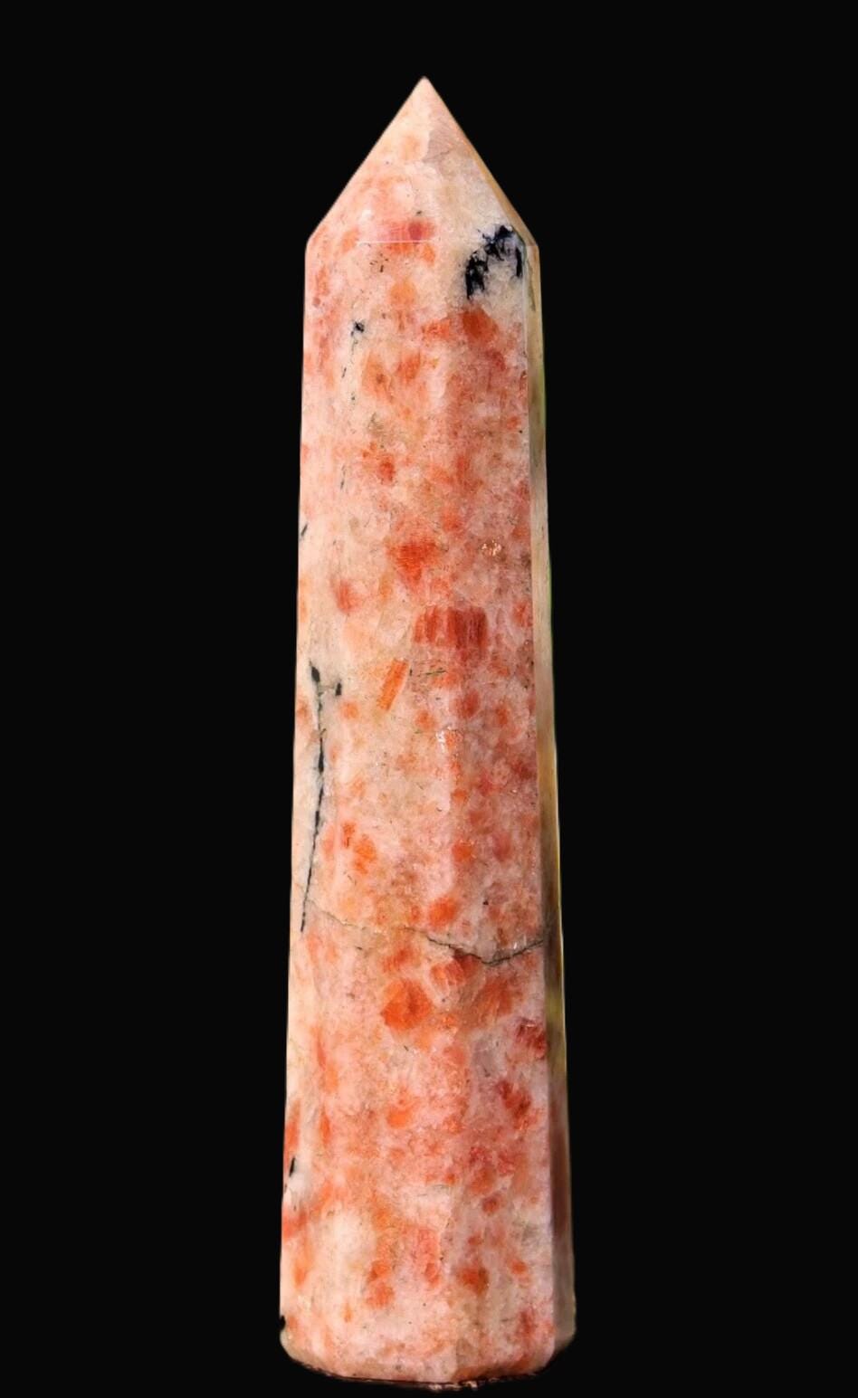 Orange Sunstone Obelisk: Chakra Balancing Crystal Tower (6.2 Inches)