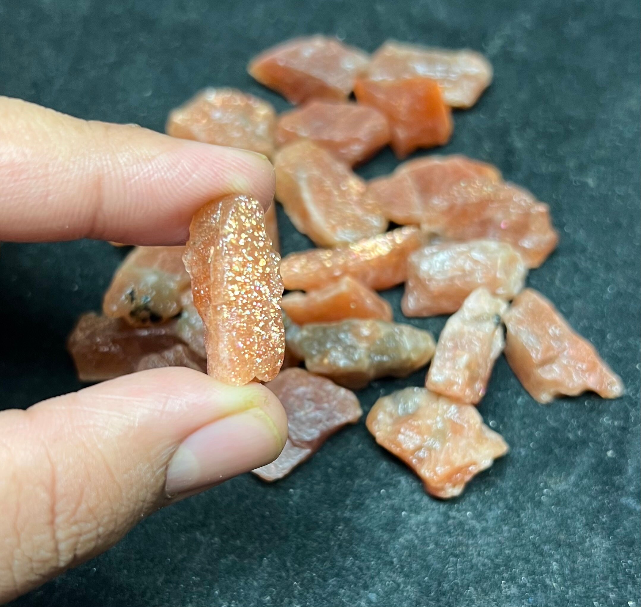 Raw Flashy Sunstone Rough Stone | Sparkling Crystals Lot 23-27mm
