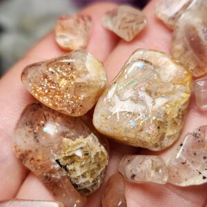 Rainbow Lattice Sunstone Specimen: Australian Crystal With Iridescent Inclusions