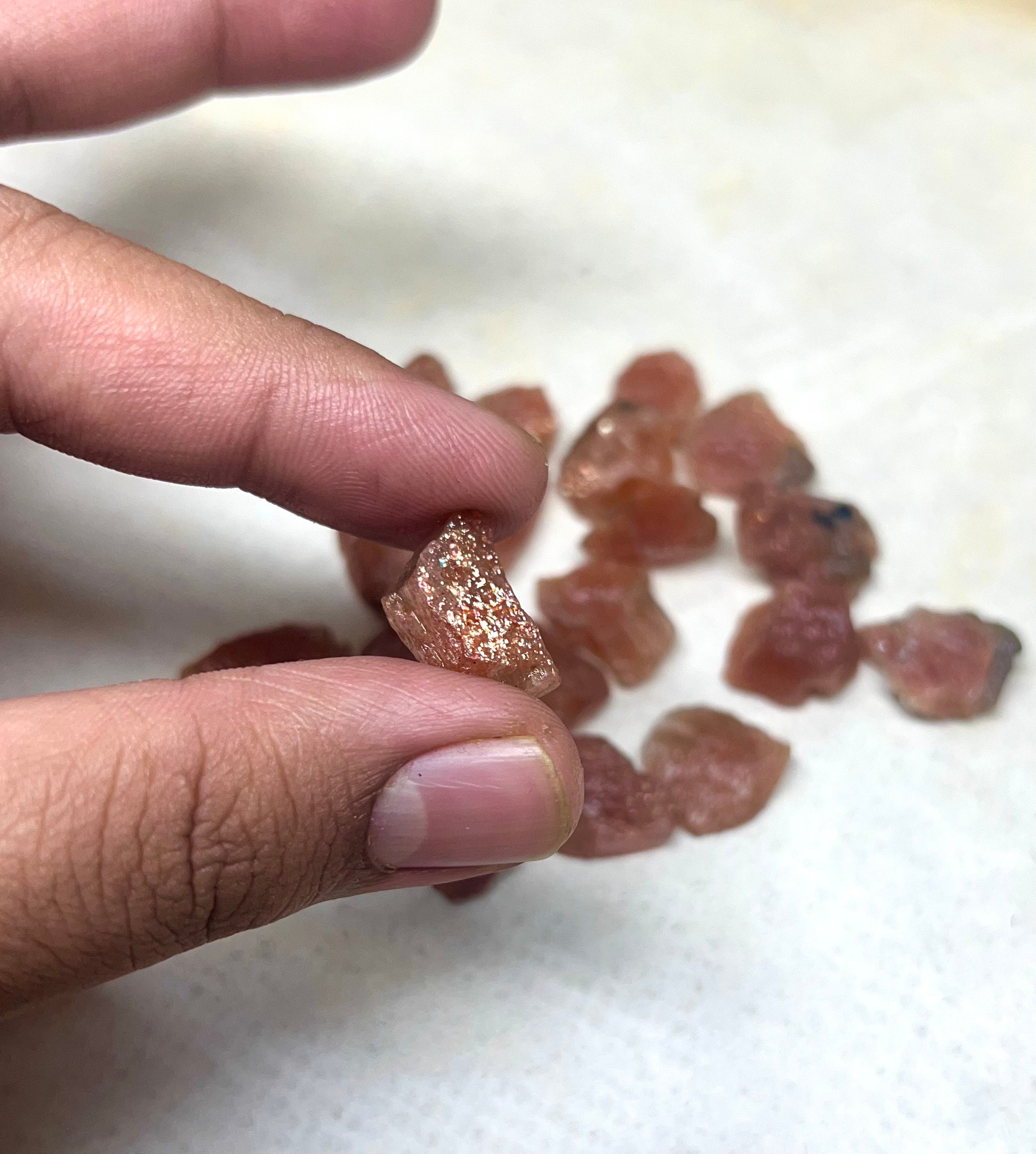 Raw Sunstone Rough Stone | Flashy Orange Crystal Lot 18-20mm