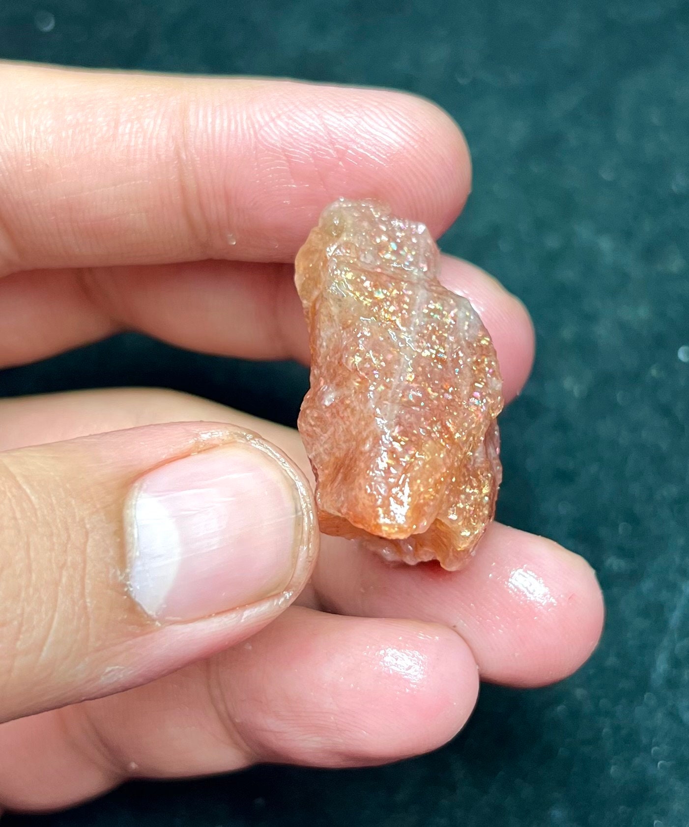 Unpolished Natural Sunstone Rough Stone | Sparkly Orange Crystal 16.8g 34x26x18mm