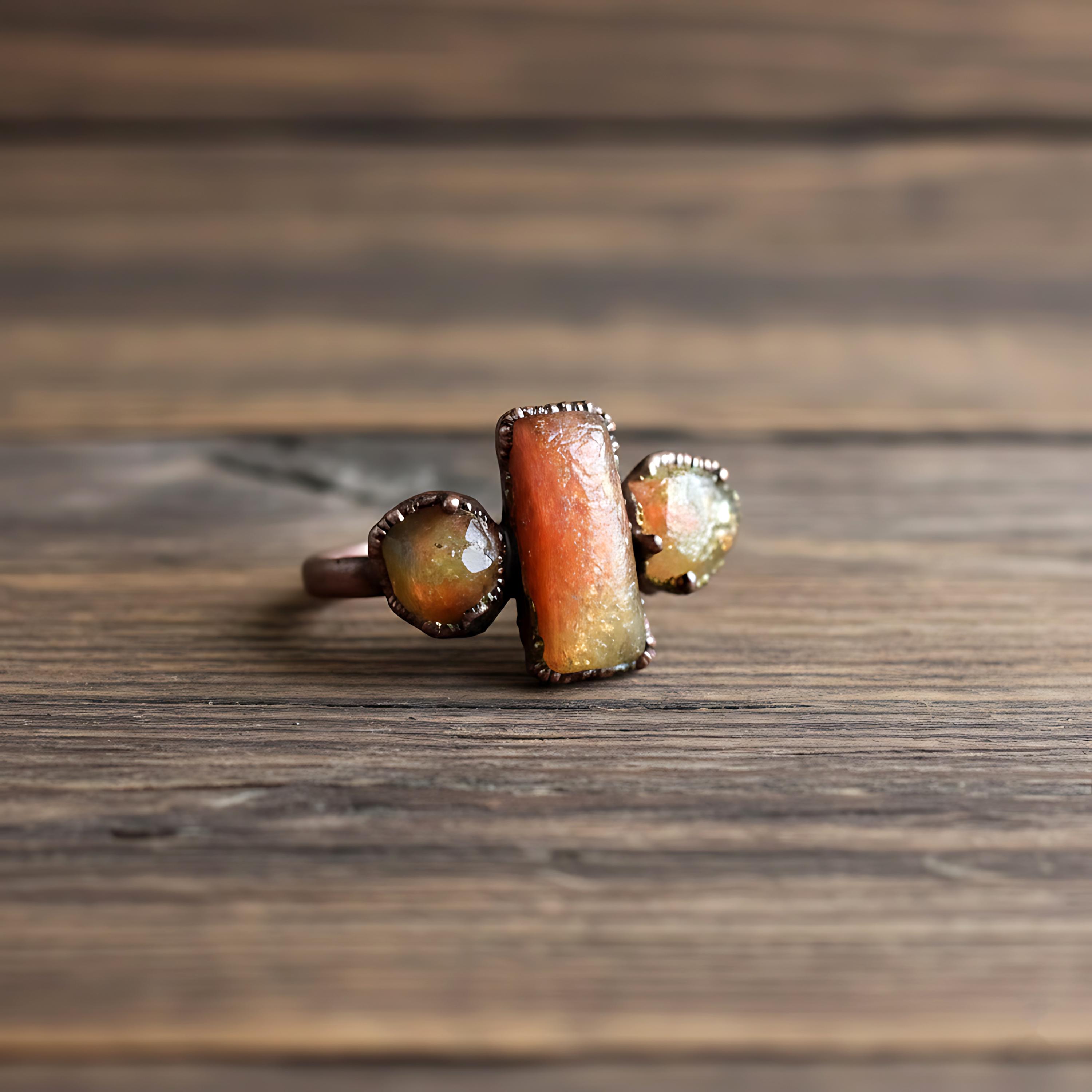 Sunstone Ring | Gemstone Ring | Handmade Ring | Womens Ring | Rings For Women | Statement Ring | Stackable Ring | Copper Ring | Wedding Ring