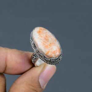 Handmade Sunstone Ring: Vintage 925 Sterling Silver Gemstone Ring, Size 9 Handmade Sunstone Ring: Vintage 925 Sterling Silver Gemstone Ring, Size 9