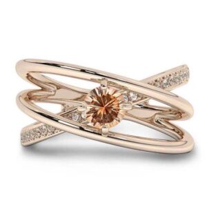 Infinity Style Oregon Sunstone Engagement Ring For Women 14k Rose Gold Sunstone Wedding Ring Unique Solitaire Engagement Ring Gift For Her