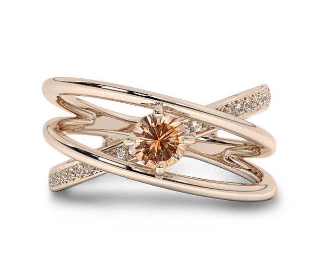 Infinity Style Oregon Sunstone Engagement Ring For Women 14k Rose Gold Sunstone Wedding Ring Unique Solitaire Engagement Ring Gift For Her