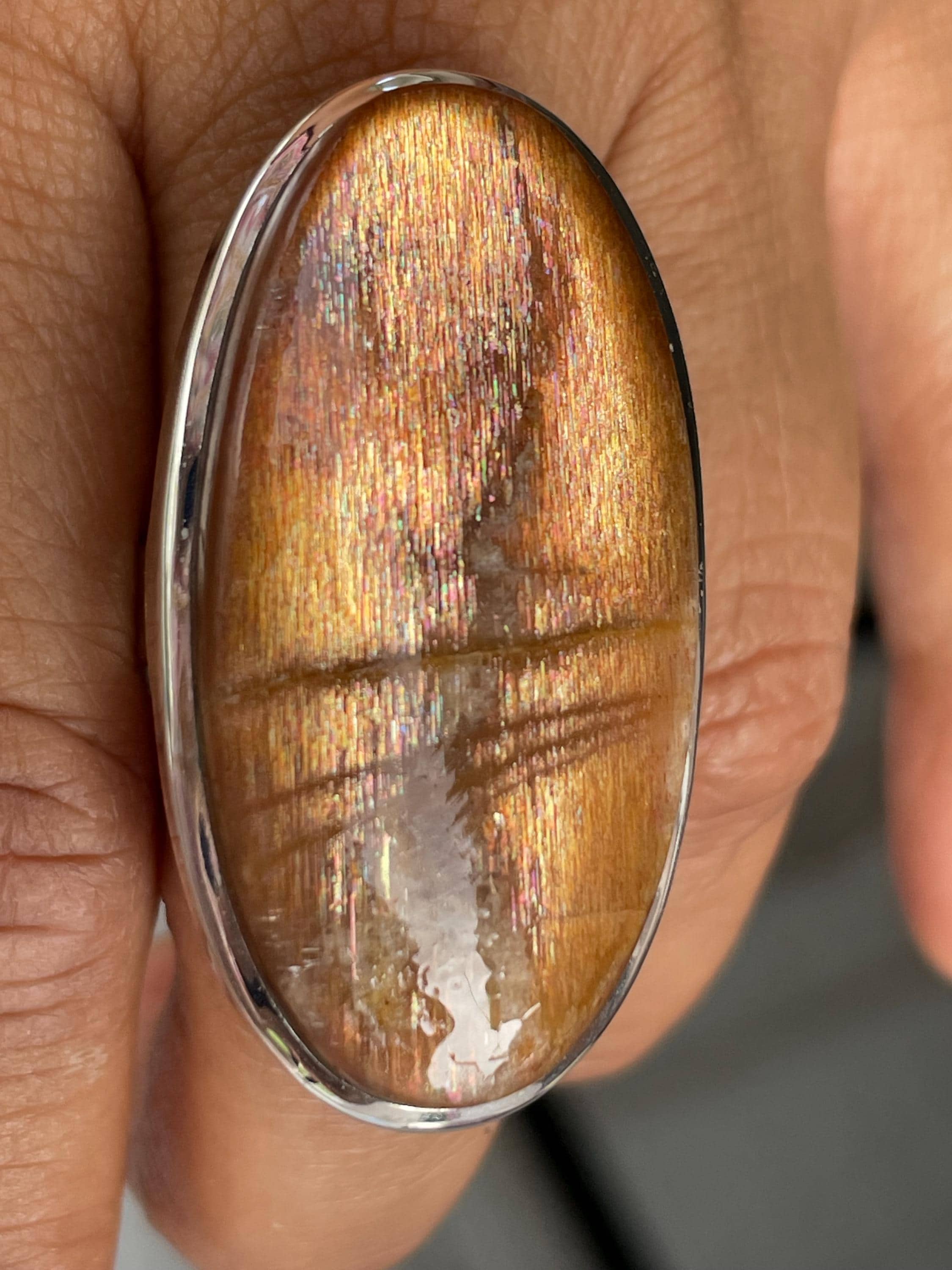 Oval Sunstone 925 Sterling Silver Statement Ring Oval Sunstone 925 Sterling Silver Statement Ring