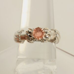 Sunstone Silver Ring, Custom Faceted Oregon Sunstone,  Schiller, Natural Round Gemstone Sterling Silver Ring, Size 6