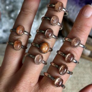 Sunstone Ring, Silver Ring, Stackable